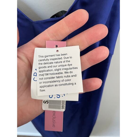 Aqua Satin Cowl Open Back Gown -
Exclusive blue size 12 women prom wedding - Picture 7 of 8